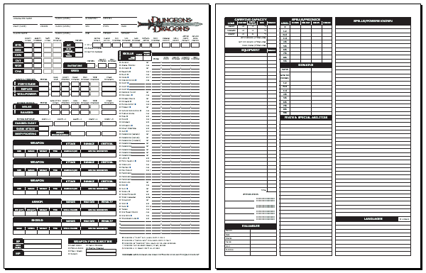 wizards of the coast 3.5 character sheet